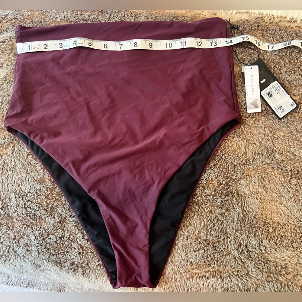 Reversible Black and Wine High waisited Swimsuit  Large w/Tags